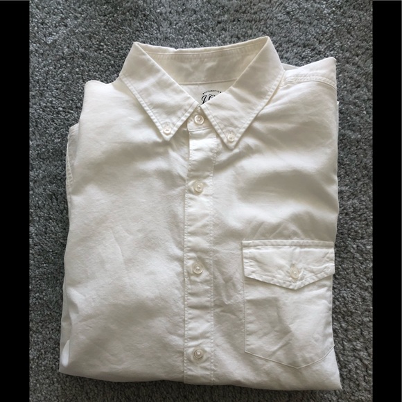 JCrew White Lightweight Oxford Short Sleeve Shirt